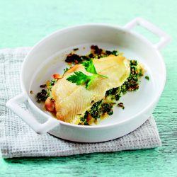 lenguado relleno de frutos secos